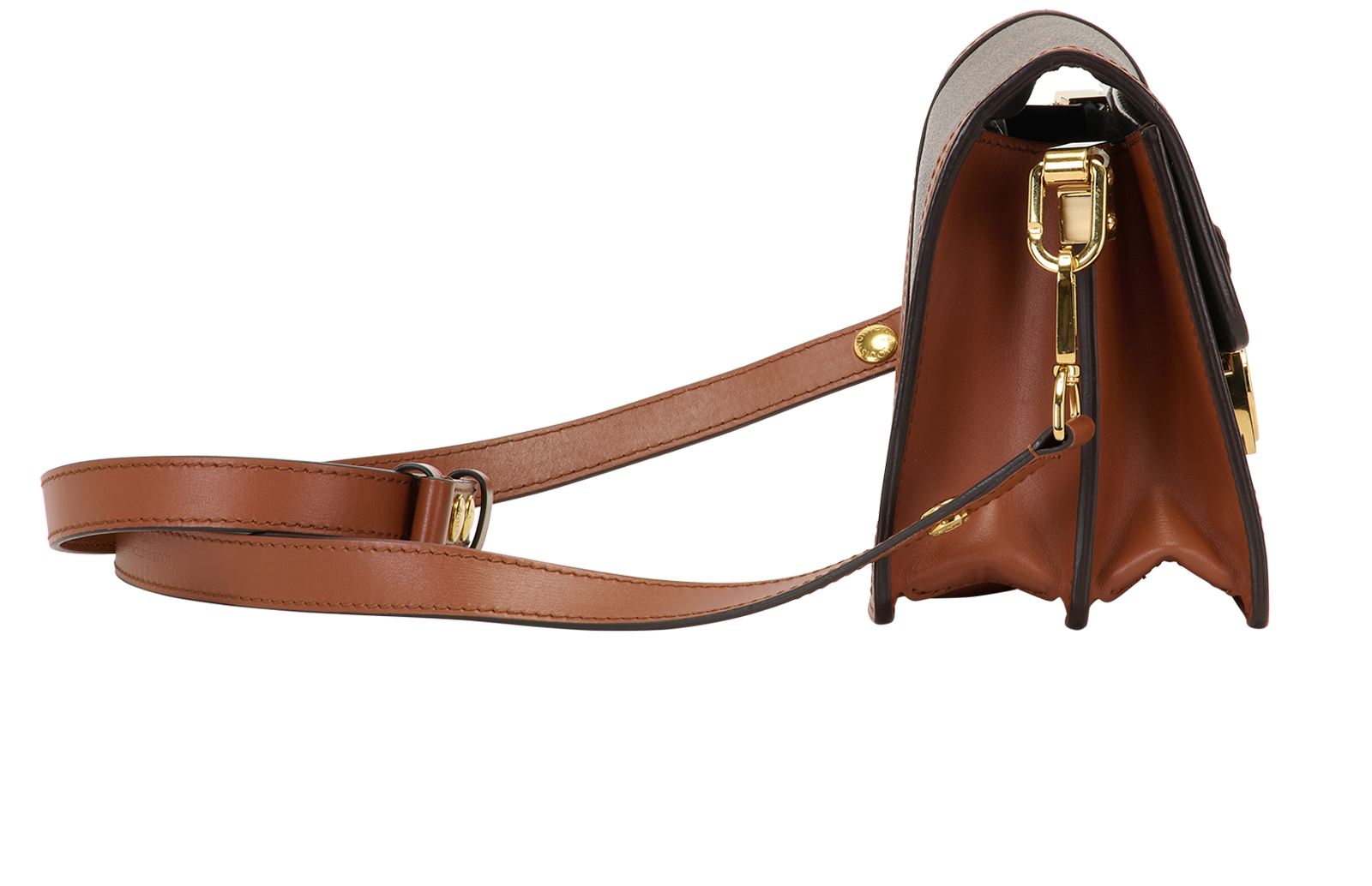 Mini Dauphine Crossbody, &pound;1,400, Handbags, Brown, Canvas, Side view